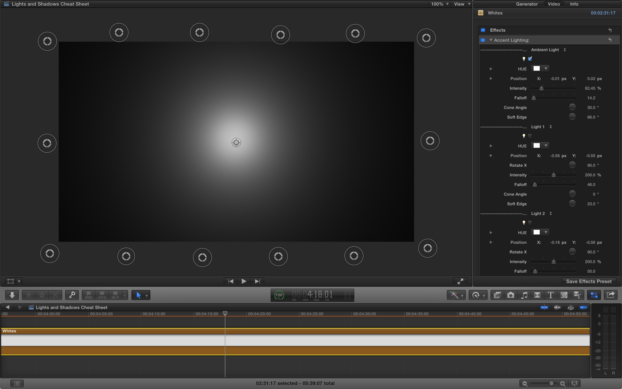 Lights and Shadows Cheat Sheet